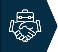 Handshake icon with briefcase outline.